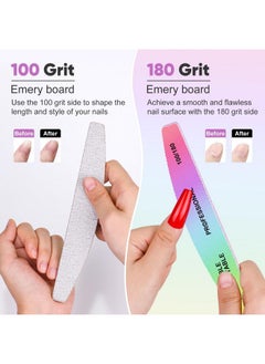 Subay Nail File, 25 Pcs Colorful Nail Files For Natural Acrylic Gel Nails, 100/180 Grit Double Sides Washable Nail Buffering Files For Nails, Reusable Emery Boards Manicure Tools For Home Salon Use  - Image 2