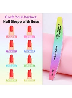 Subay Nail File, 25 Pcs Colorful Nail Files For Natural Acrylic Gel Nails, 100/180 Grit Double Sides Washable Nail Buffering Files For Nails, Reusable Emery Boards Manicure Tools For Home Salon Use  - Image 3