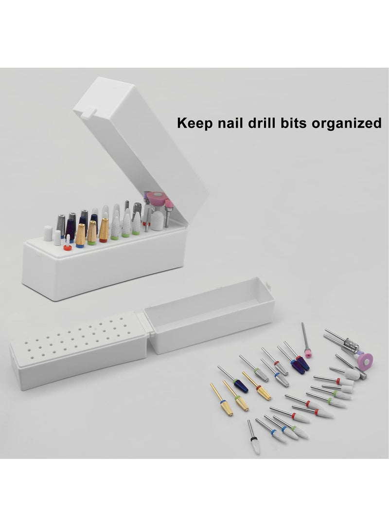 Excefore Nail Drill Bits Holder Stand 30 Holes Dustproof Nail Salon Organizer and Storage Displayer Box Manicure Tools Case for Acrylic Nail Drill Bit (Not Include Nail Drill Bits, White) - Image 5