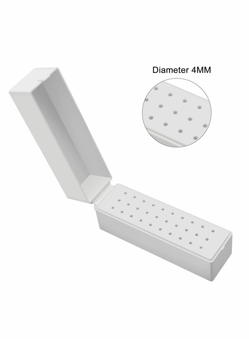 Excefore Nail Drill Bits Holder Stand 30 Holes Dustproof Nail Salon Organizer and Storage Displayer Box Manicure Tools Case for Acrylic Nail Drill Bit (Not Include Nail Drill Bits, White) - Image 3
