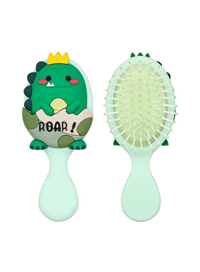 PALAY Hair Brush For Kids Cartoon Dinosaur Toddler Paddle Hair Brush Kids Comb Mini Hair Brush With Soft Bristle And Air Cushion Hair Brush For Girls, Boys, Women - Green - Image 1