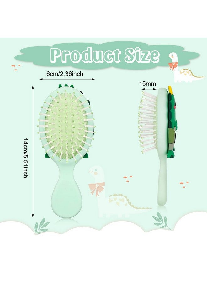 PALAY Hair Brush For Kids Cartoon Dinosaur Toddler Paddle Hair Brush Kids Comb Mini Hair Brush With Soft Bristle And Air Cushion Hair Brush For Girls, Boys, Women - Green - Image 2