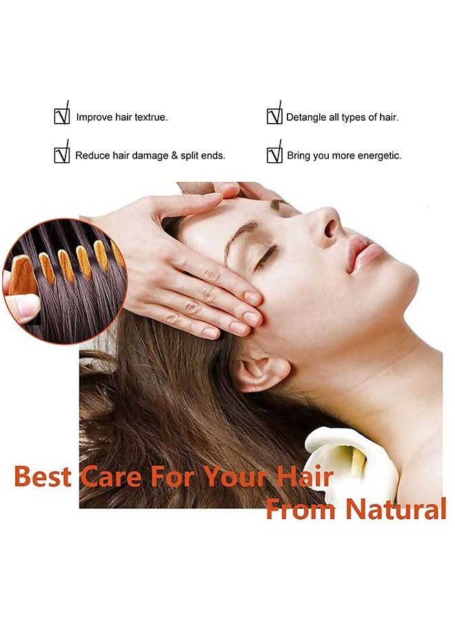 Generic Wide Tooth Hair Comb, Natural Sandalwood Wood Anti Static Head Scalp Therapy Massage Comb, Head Massage Tool (Brown)  - Image 5