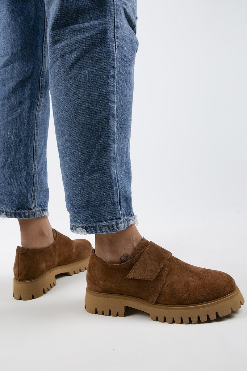 Manijero Mimi Women's Leather Snap-On Tan Suede Shoes  - Image 5