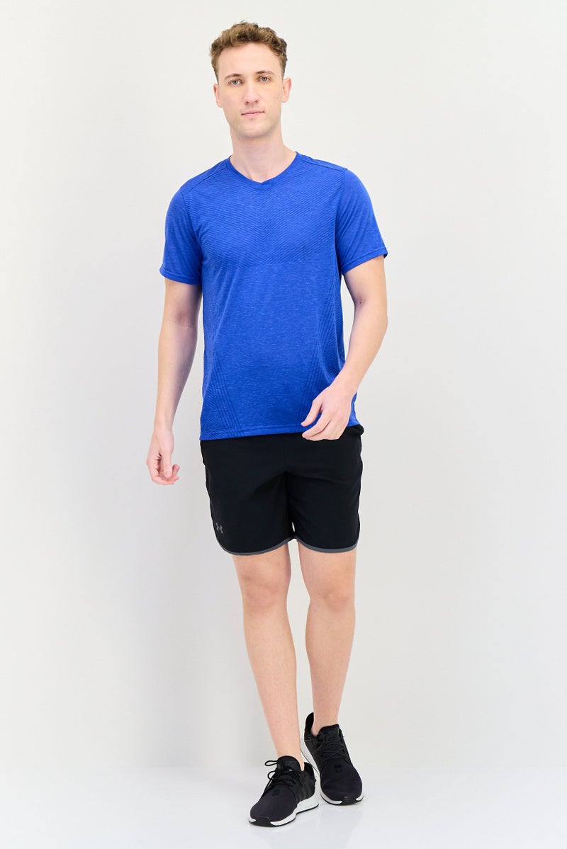 UNDER ARMOUR تي شيرت رياضي للرجال بأكمام قصيرة مناسب للجري، أزرق ملكي - Image 2