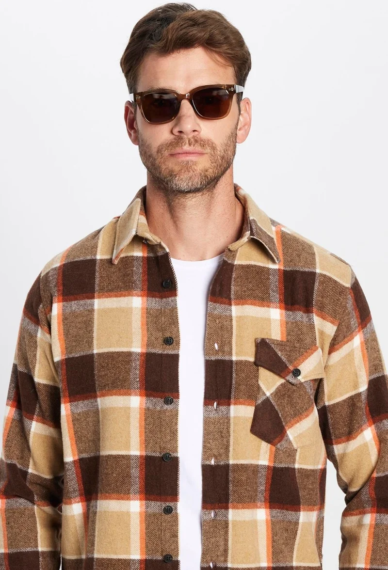 Tudors Men's Classic Fit Regular Cut Lumberjack Flap Single Pocket Winter Shirt