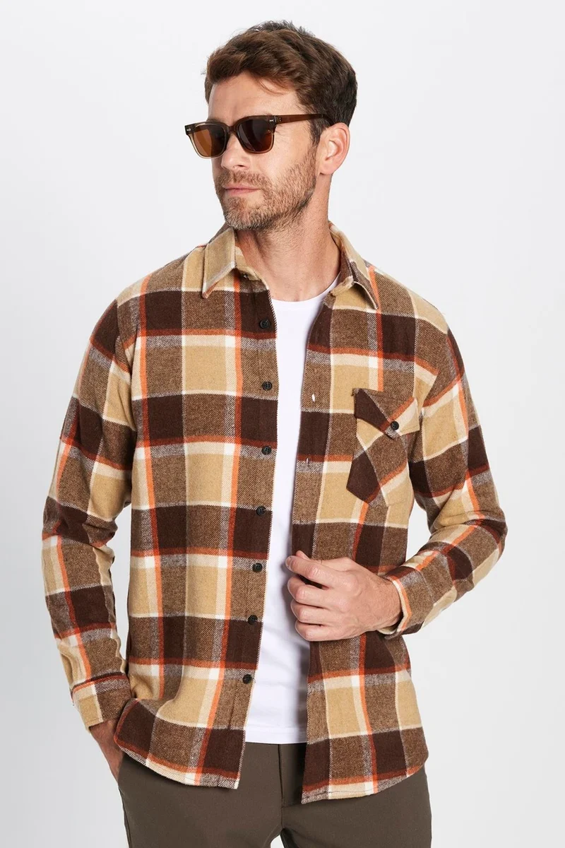 Tudors Men's Classic Fit Regular Cut Lumberjack Flap Single Pocket Winter Shirt