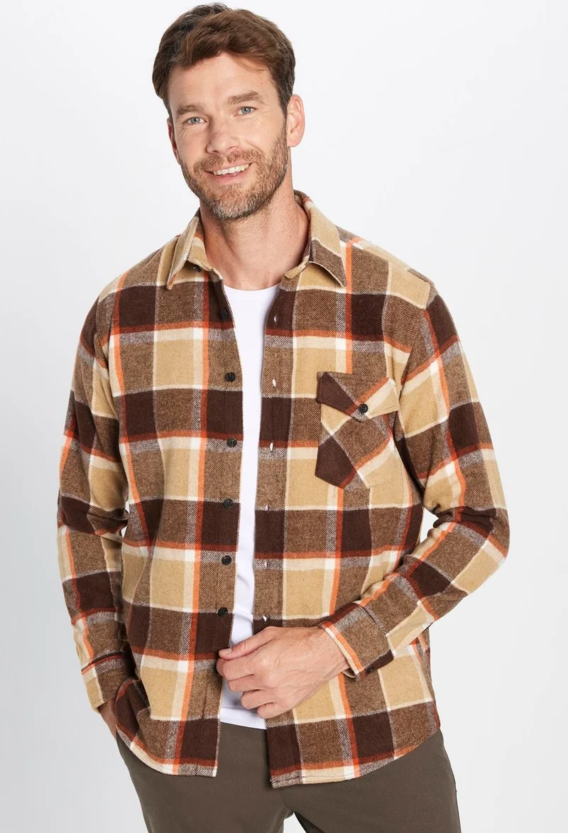Tudors Men's Classic Fit Regular Cut Lumberjack Flap Single Pocket Winter Shirt