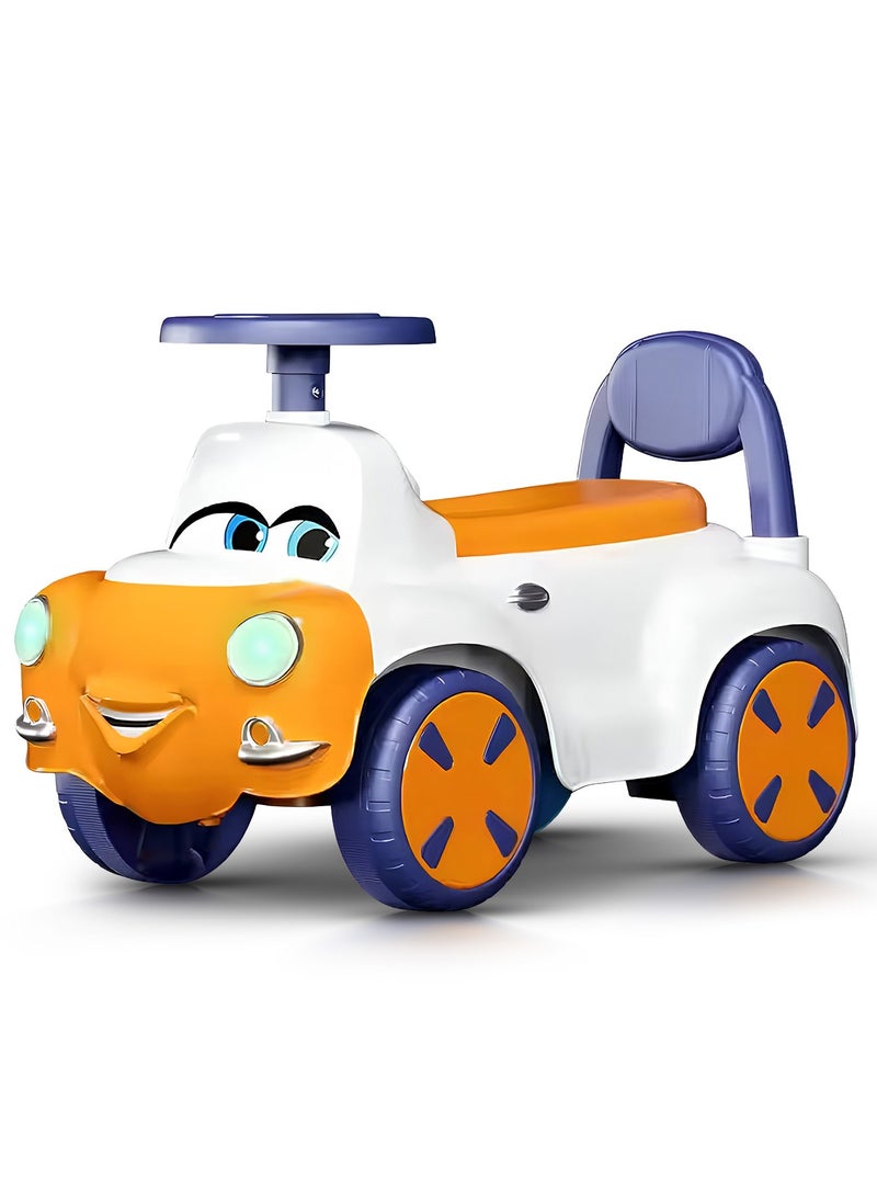 BAYBEE Snug Kids Ride on Car for Kids, Baby Car with Light, Music, Storage Space & Backrest, Baby Push Car for Toddlers Kids Car Jeep Baby Ride on Toy Car for Kids 1+ Years Boys Girls Orange  - Image 1