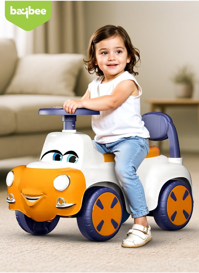 BAYBEE Snug Kids Ride on Car for Kids, Baby Car with Light, Music, Storage Space & Backrest, Baby Push Car for Toddlers Kids Car Jeep Baby Ride on Toy Car for Kids 1+ Years Boys Girls Orange  - Image 2