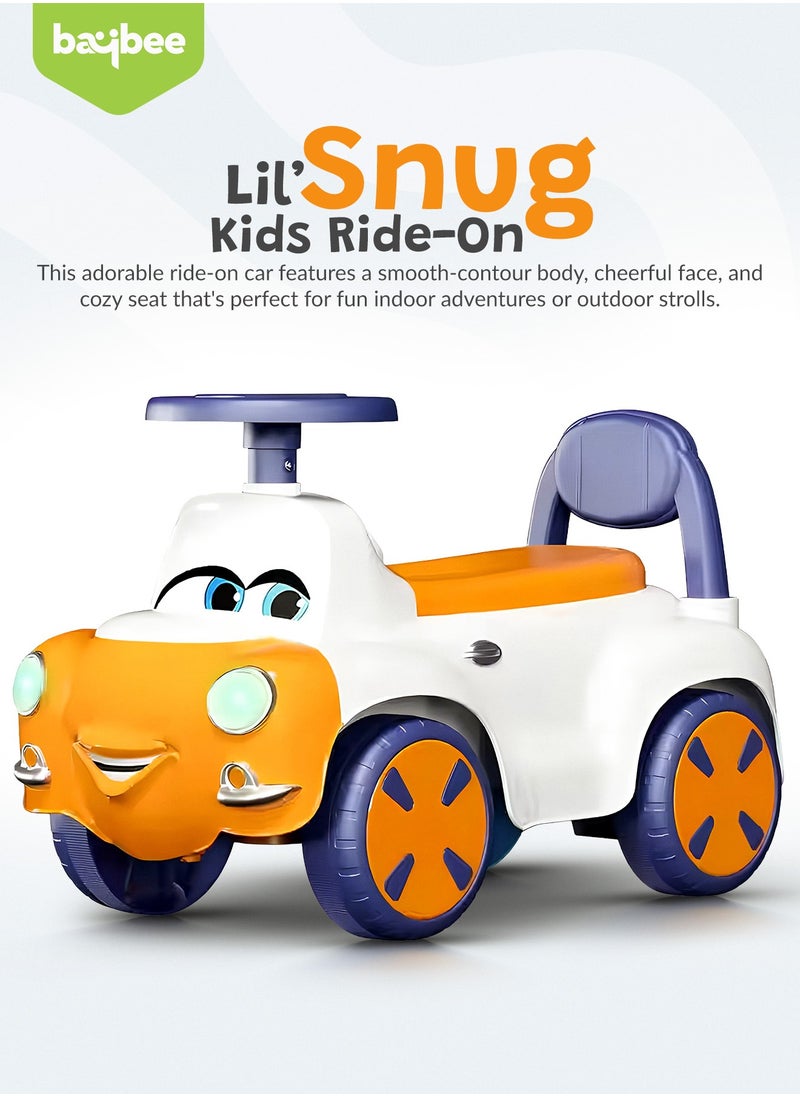 BAYBEE Snug Kids Ride on Car for Kids, Baby Car with Light, Music, Storage Space & Backrest, Baby Push Car for Toddlers Kids Car Jeep Baby Ride on Toy Car for Kids 1+ Years Boys Girls Orange  - Image 3
