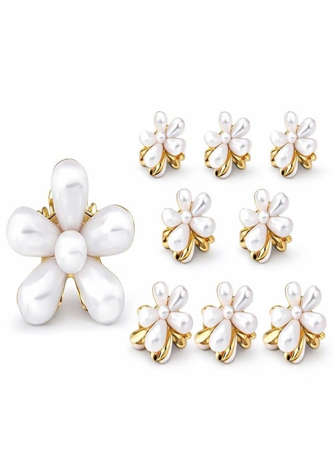 FRYIO Korean Pearl Hair Clips for Women & Girls - Small Gold Flower Claw Clips, Mini Decorative Hair Accessories Pack of 10 - Image 3