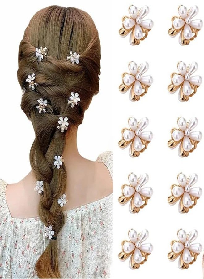 FRYIO Korean Pearl Hair Clips for Women & Girls - Small Gold Flower Claw Clips, Mini Decorative Hair Accessories Pack of 10 - Image 5