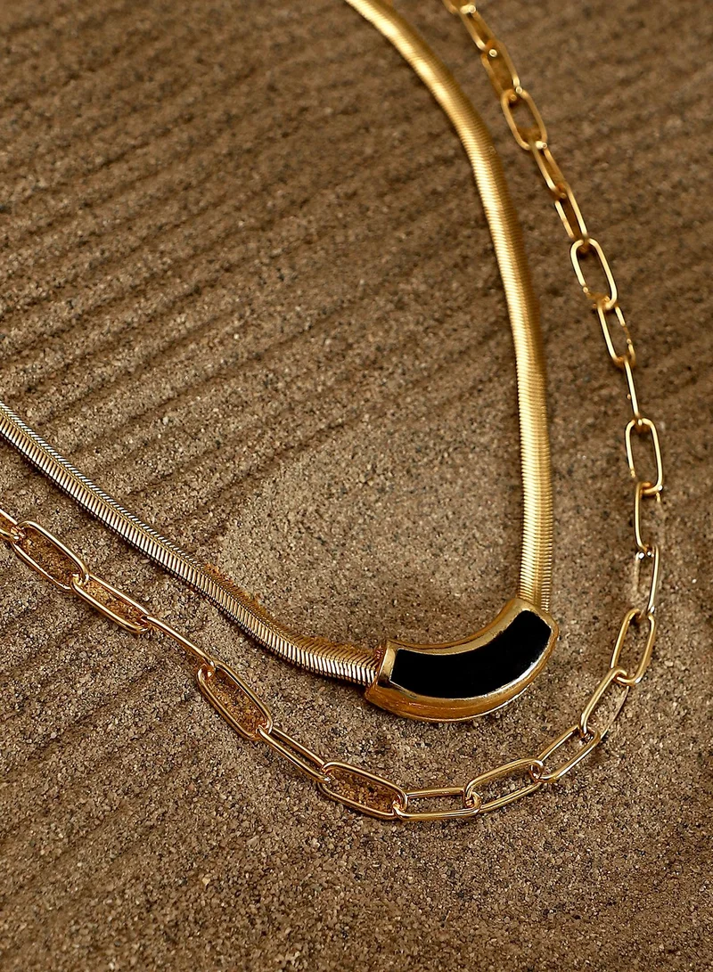 سوهي قلادة نسائية متعددة الطبقات بتصميم ثعبان وسلسلة غابة بلون كاليفورنيا