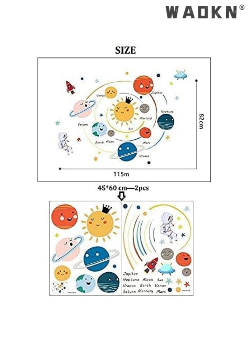 WAOKN Planets Wall Sticker Solar System Wall Decals Children Wall Décor Removable Art Decor Space Decoration for Boys Girls Bedroom Wall Decals - Image 3