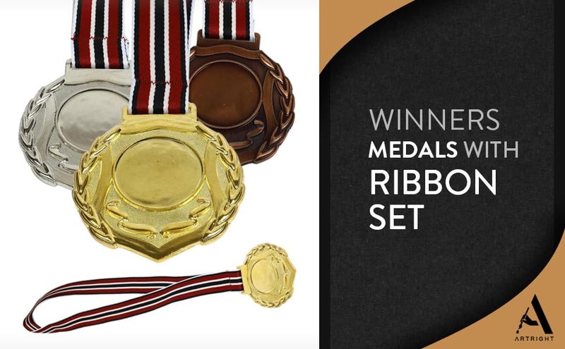 ArtRight SM-13 Metal Kids Winner Medals with Ribbon Set of 3 (7cm Diameter), Gold Silver and Bronze Medals with Unique Pattern 1st 2nd 3rd Prizes for Sports, Competitions, Party - Image 2