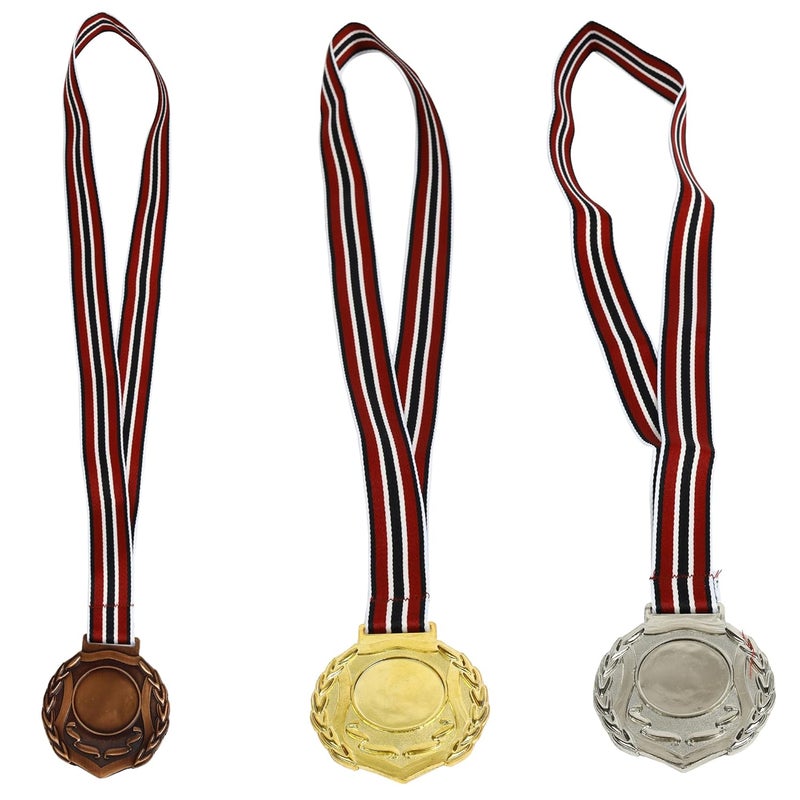 ArtRight SM-13 Metal Kids Winner Medals with Ribbon Set of 3 (7cm Diameter), Gold Silver and Bronze Medals with Unique Pattern 1st 2nd 3rd Prizes for Sports, Competitions, Party - Image 3