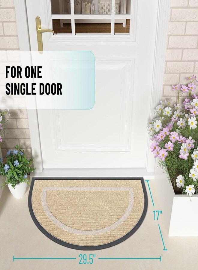 OLANLY Half Circle Door Mat Indoor Outdoor Entrance Welcome, Waterproof All-Season, All-Weather Doormat, Sturdy Natural Rubber, Low Profile, Easy Clean Patio Porch Entryway Mat, 29.5x17, Beige - Image 3