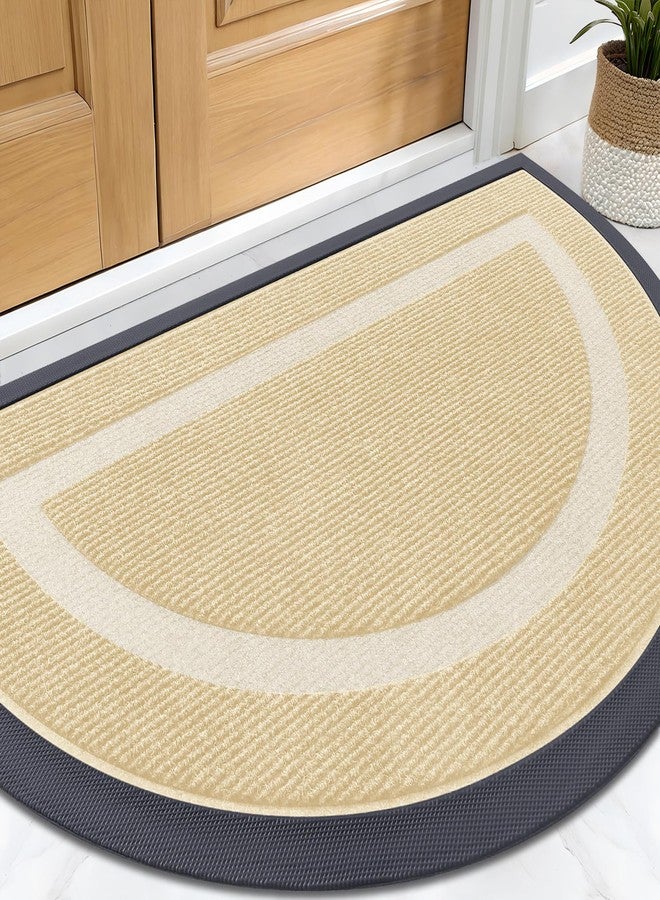 OLANLY Half Circle Door Mat Indoor Outdoor Entrance Welcome, Waterproof All-Season, All-Weather Doormat, Sturdy Natural Rubber, Low Profile, Easy Clean Patio Porch Entryway Mat, 29.5x17, Beige - Image 1
