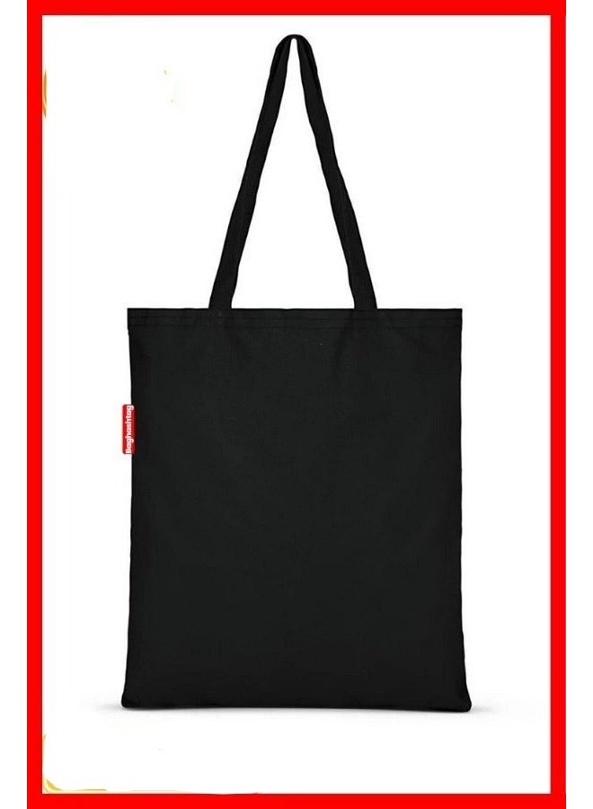 Serkan Janta Black Canvas Bag 38*42 with Shoulder Strap - Unisex 