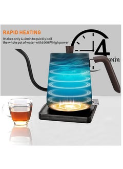 Generic Electric Gooseneck Kettle, 900ml Ultra Fast Boiling Hot Water Kettle, Stainless Steel Electric Kettle, Automatic Temperature Control and Constant Temperature, 1000W Rapid Heating  - Image 4