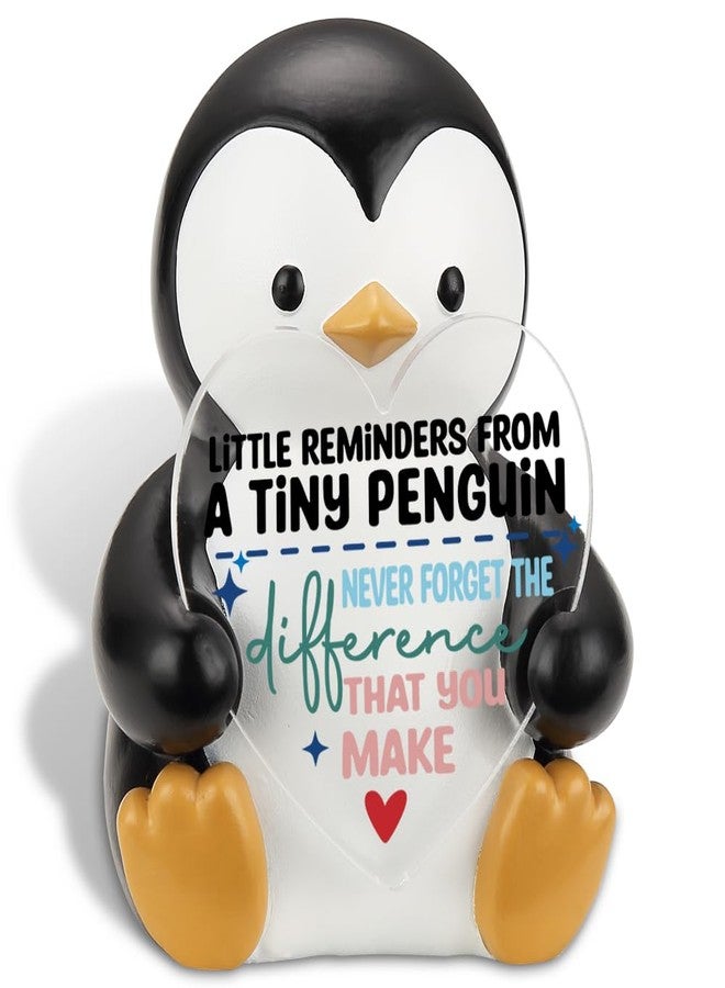 FOKCBOCM Penguin Inspirational Little Reminders Figurine Gifts, Penguin Heart Plaque Thank You Christmas Birthday Gifts for Friends Coworker Student, Her Him Collectible Figurines-DSZX22 - Image 1