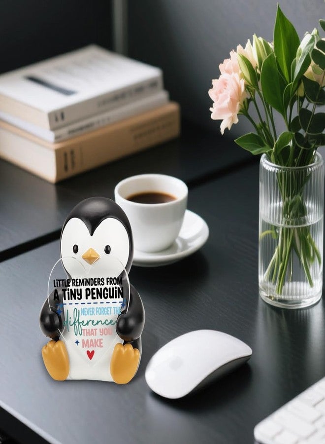 FOKCBOCM Penguin Inspirational Little Reminders Figurine Gifts, Penguin Heart Plaque Thank You Christmas Birthday Gifts for Friends Coworker Student, Her Him Collectible Figurines-DSZX22 - Image 2