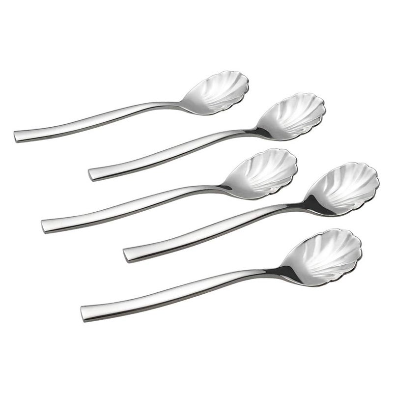 Xowine 12 Pieces Stainless Steel Shell Shape Sugar Spoon Vintage Shell Shape Stir Spoons