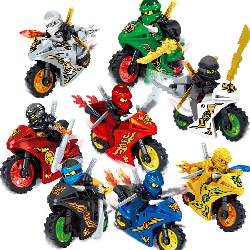 31050 Phantom Motorcycle Ninja Series 8 Minifigures with Weapons Building Block Toy - Image 1