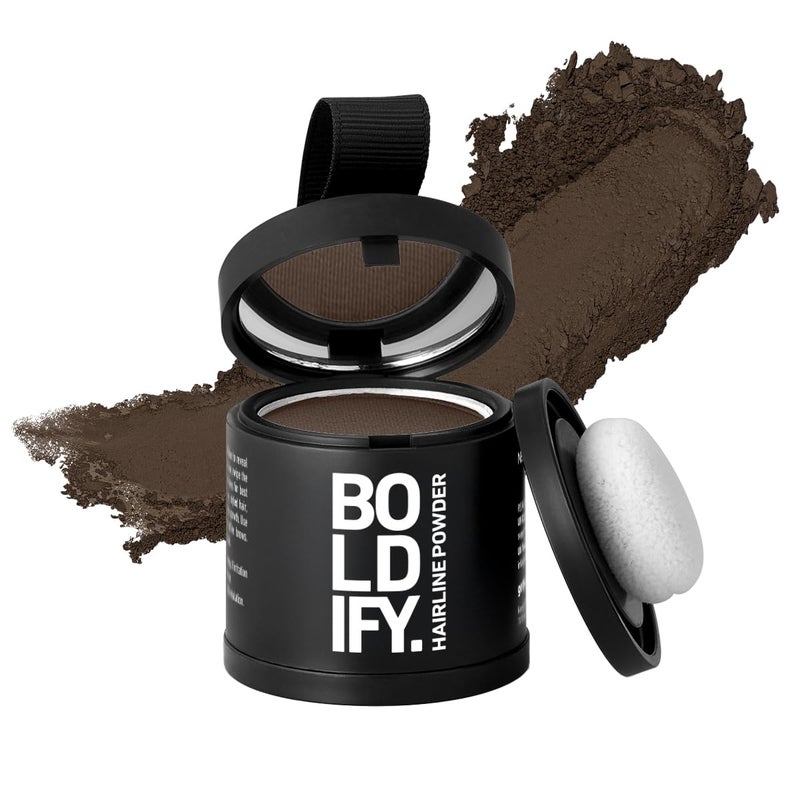 BOLDIFY Hairline Powder (LARGE, 10g) - Root Touch Up Hair Color for Gray Coverage - Bald Spot Concealing Hair Powder for Women & Men - 24-Hour Stain-Proof - Medium Brown - Image 1