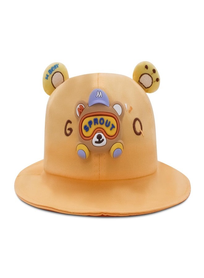 VRITRAZ 3D Cute Bear Cartoon Design Kids Bucket Hat for Boys and Girls, Summer Sun Protection Hat, Beach Hat For Kids, 4 to 5 Years (Color-Yellow) - Image 1