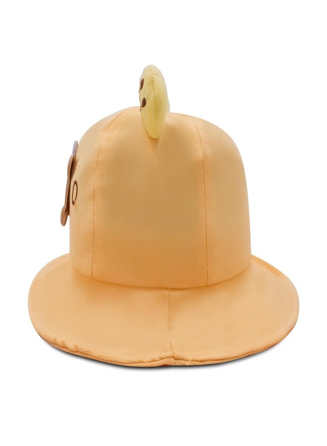 VRITRAZ 3D Cute Bear Cartoon Design Kids Bucket Hat for Boys and Girls, Summer Sun Protection Hat, Beach Hat For Kids, 4 to 5 Years (Color-Yellow) - Image 3
