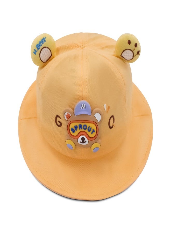 VRITRAZ 3D Cute Bear Cartoon Design Kids Bucket Hat for Boys and Girls, Summer Sun Protection Hat, Beach Hat For Kids, 4 to 5 Years (Color-Yellow) - Image 2