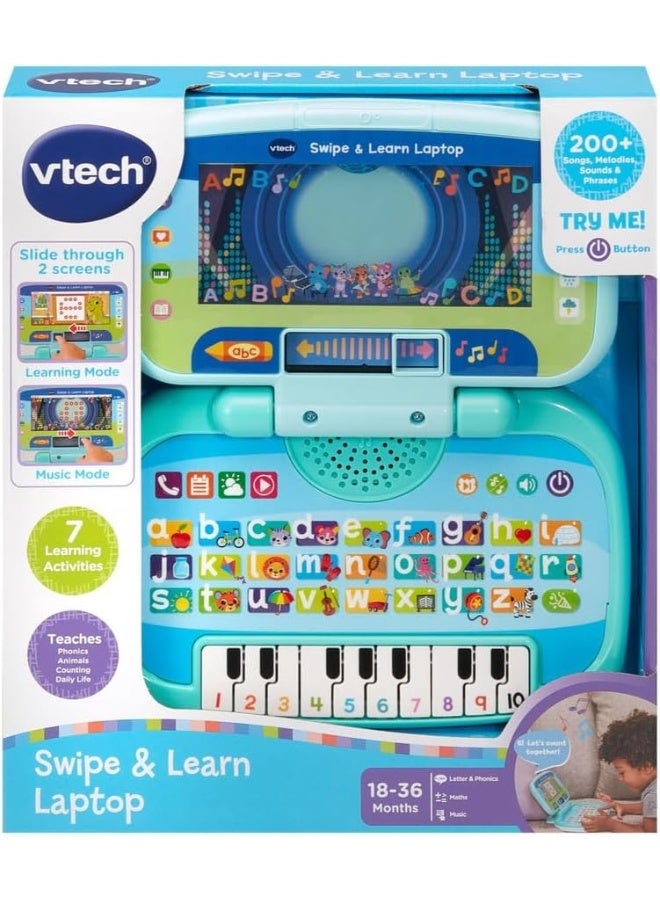 VTech Swipe & Learn Laptop, Educational Toy for Toddler with Phonics, Counting, Computer Skills, Encourages Language Development, Logical Thinking, Gift for Ages 18, 24 Months +, English Version - Image 1