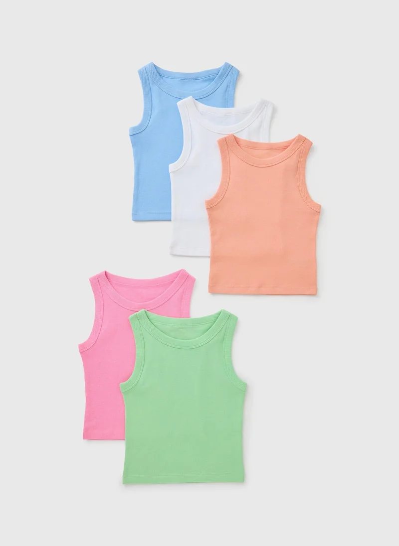 ماتلان 5 Pack Girls Multicolour Rib Vests