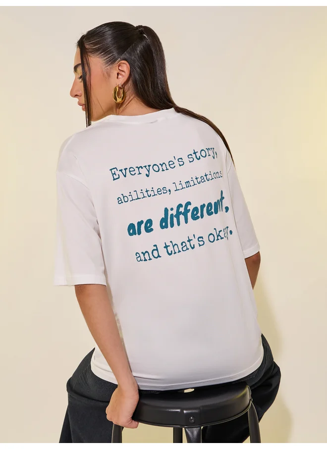 Take Two Take Two Round Neck Back Slogan Print T-Shirt