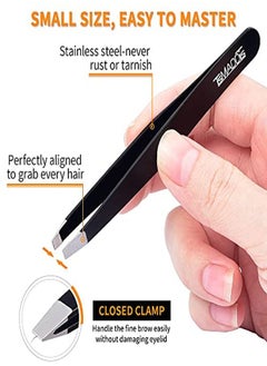 TsMADDTs Tweezers Set And Curved Scissors, Professional Stainless Steel Tweezers For Women And Men, 6 Pack Precision Tweezers For Eyebrows For Ingrown Hair, Plucking Daily Beauty Tool With Leather Travel Case  - Image 4
