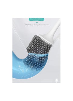 Spaceshoop N/C Toilet Brush and Holder Set Silicone Bristles Household Wall Mounted Shelf Squat Bathroom Cleaning Bowl Brush Kit 120X92.5X432mm  - Image 3