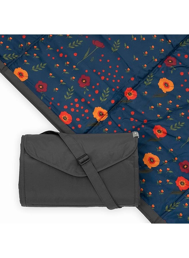 ليتل يونيكورن بطانية Midnight Poppy للاستخدام الداخلي والخارجي مصنوعة من البوليستر بنسبة 100% ومقاومة للماء وسهلة التنظيف ويمكن مسحها بسهولة ويمكن حملها للأطفال الصغار والرضع ويمكن غسلها في الغسالة 5 × 5 قدم - Image 1