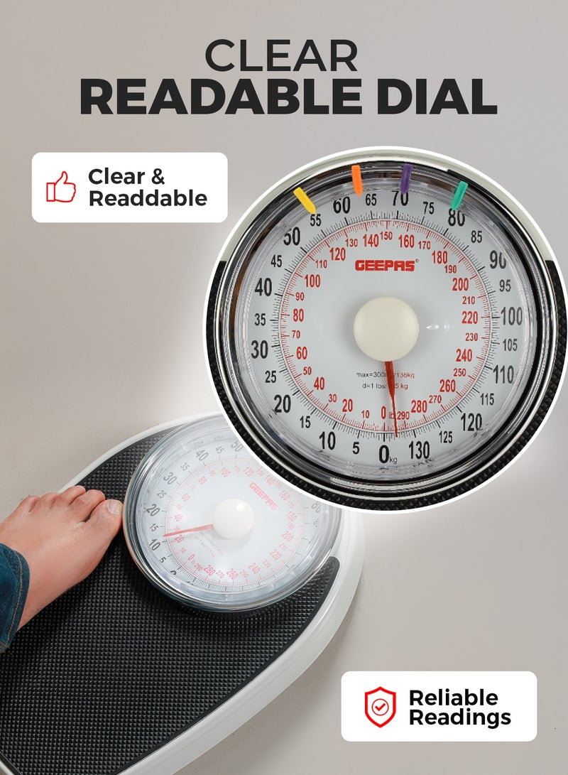 Geepas Mechanical Personal Scale-GBS46528 With Maximum Weight Capacity Of 136 Kg, Leatherwear Surface, Metal Material - Image 3