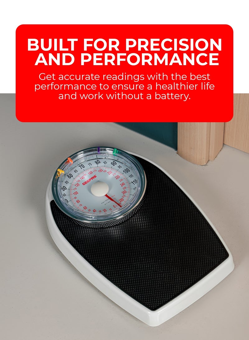 Geepas Mechanical Personal Scale-GBS46528 With Maximum Weight Capacity Of 136 Kg, Leatherwear Surface, Metal Material - Image 5