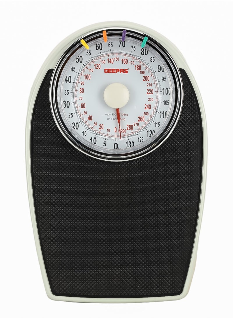 GEEPAS Geepas Mechanical Personal Scale-GBS46528 With Maximum Weight Capacity Of 136 Kg, Leatherwear Surface, Metal Material  - Image 1
