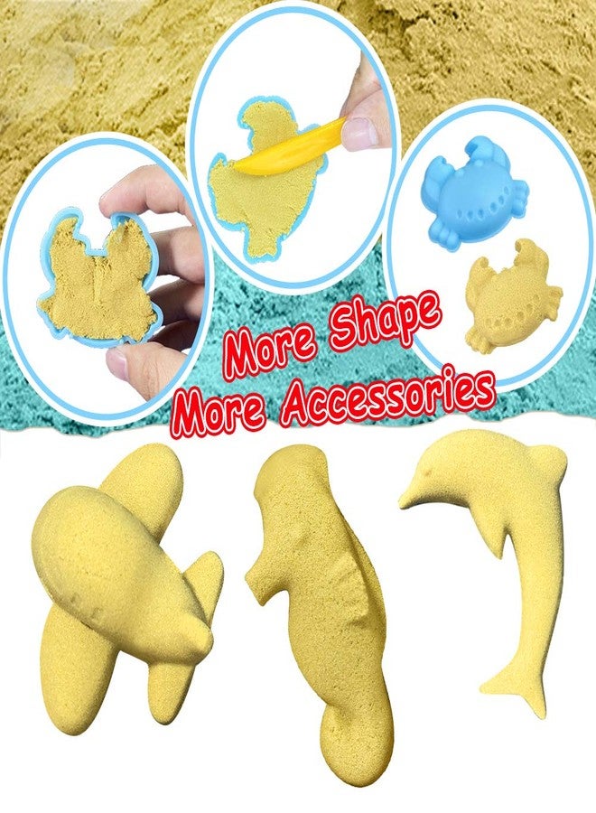 ESSENSON Play Construction Sand Kit - 3lbs Sand with 2 Colors, 6 Mini Construction Trucks, Construction Toys and Signs, Animal Mold, Modeling Tools, Foldable Sandbox, Gifts for Boys Girls - Image 5