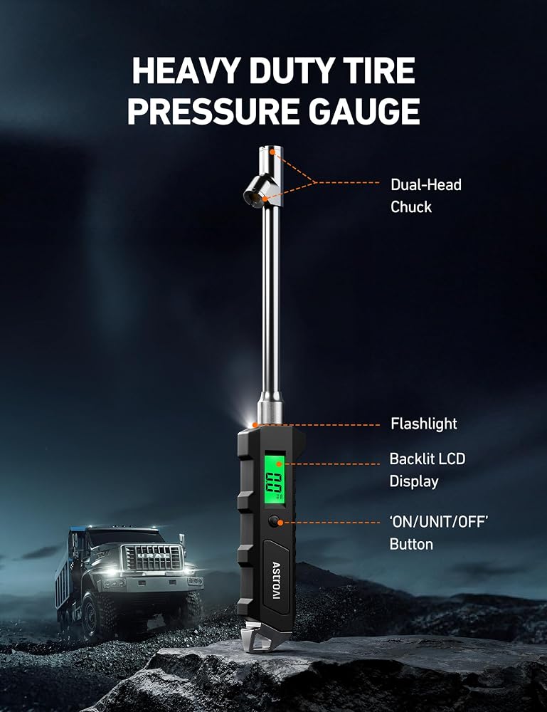 AstroAI Tyre Pressure Gauge 230 PSI Digital Heavy Duty Dual Head - Image 2
