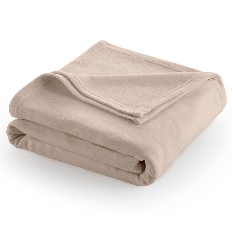 Twin Size Fleece Bed Blanket  Comfy Supersoft Fleece Blanket  AllSeason Light Weight Throw Blanket  Luxuriously Soft  Throw Blanket for Couch and Sofa  Machine Wash  Beige