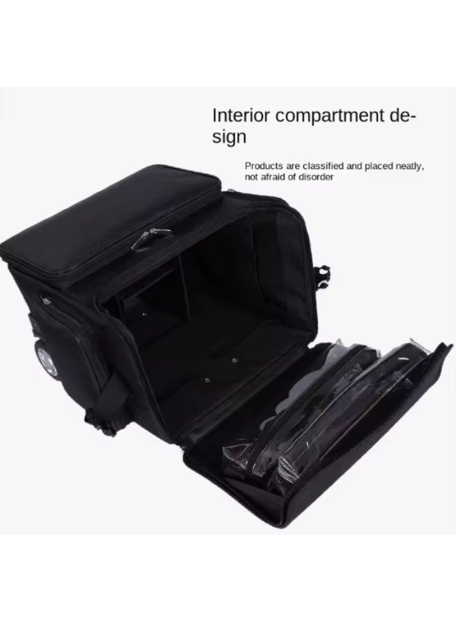 BLC Professional Rolling Makeup Trolley with Multiple Compartments, Hairdresser Large Capacity Portable Cosmetic Storage Nail Bags Cosmetology, Black - Image 5