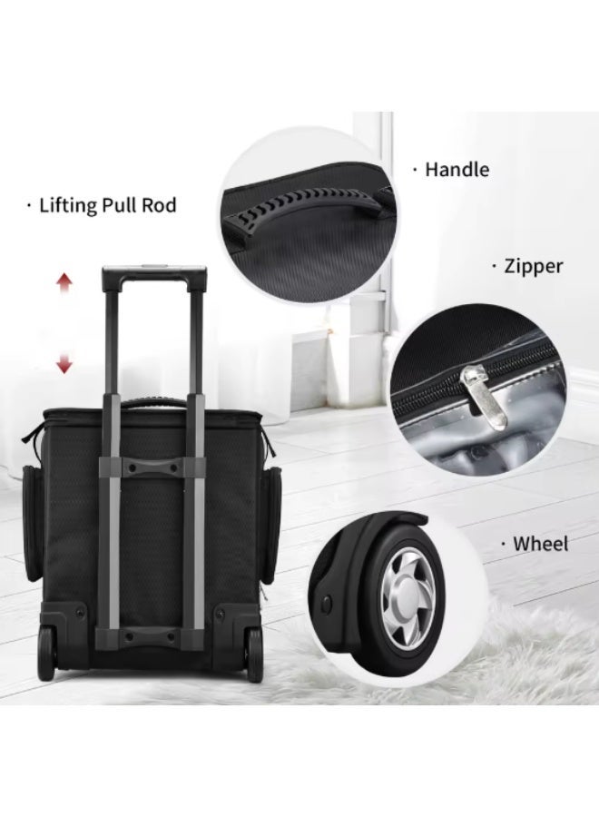 BLC Professional Rolling Makeup Trolley with Multiple Compartments, Hairdresser Large Capacity Portable Cosmetic Storage Nail Bags Cosmetology, Black - Image 3