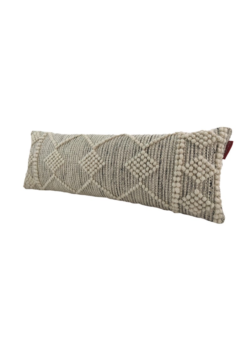 Ramsha Natural & Black Handmade Bedroom Decor Cotton-Wool Cushion - CS 047 (30x90cm)  - Image 2