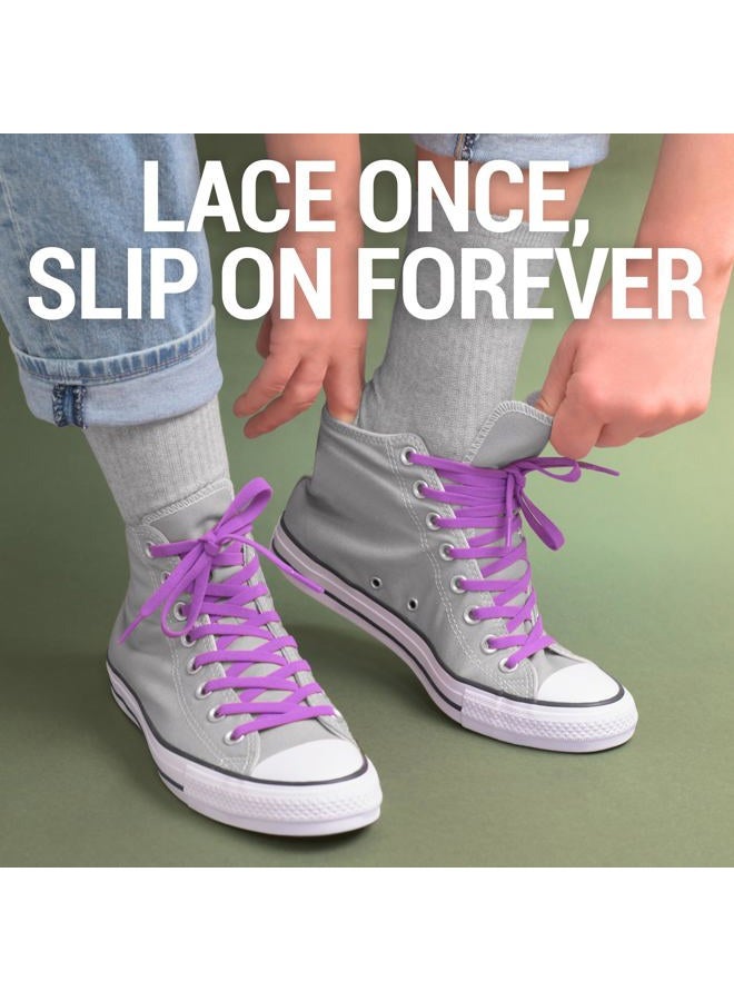 Miscly Flat Elastic Shoelaces [1 Pair] Flat Stretch Shoe Laces (54", White) - Image 2