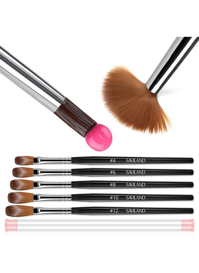 Saviland 5Pcs Acrylic Nail Brush Set Size 4681012 Acrylic Nail Brushes For Acrylic Application Professional Round Shaped Nail Acrylic Brushes With Sturdy Handle For Home Salon Manicure Nail Art  - Image 1